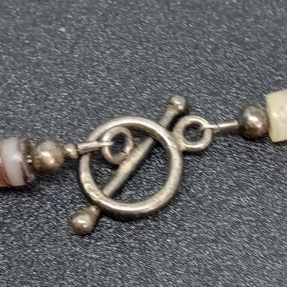 * vintage Heishi shell bead native american necklace 925 sterling silver toggle - Picture 3 of 4